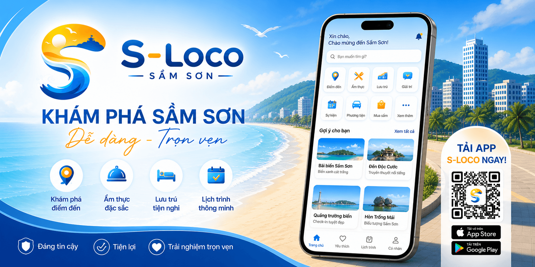 Banner S-Loco Sầm Sơn giới thiệu ứng dụng du lịch cho khách du lịch
